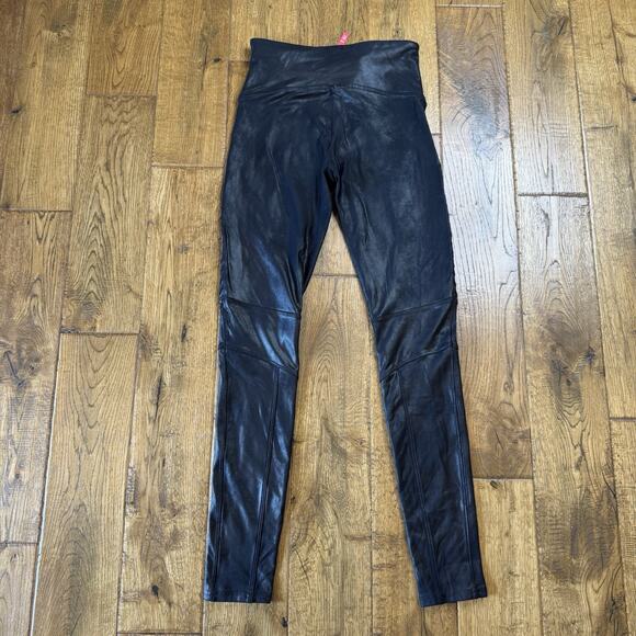 SPANX Faux Leather Moto Leggings Black Womens Size M Medium - Picture 6 of 6